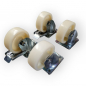Preview: Schwerlast-Rollen-SET: 2x Lenk, 2x Feststeller, Rad 125 mm, Polyamidrad weiß und Plattenbefestigung