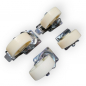 Preview: Schwerlast-Rollen-SET: 2x Lenk, 2x Feststeller, Rad 125 mm, Polyamidrad weiß und Plattenbefestigung
