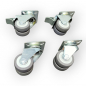 Preview: Apparate-Doppelrollen-SET: 2x Lenk, 2x Feststeller, Rad 125 mm, 2x TP-Gummirad grau und Plattenbefestigung