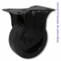 Preview: Bockrolle mit schwarzem Gehäuse, schwarzem Elastik-Vollgummirad 100 mm und Plattenbefestigung