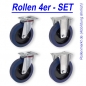 Preview: Transportrollen SET BLUE WHEEL 100 mm wahlweise 2x Lenk / 2x Fesi, 2x Lenk / 2x Bock oder 2x Fesi / 2x Bock