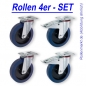 Preview: Transportrollen SET BLUE WHEEL 100 mm wahlweise 2x Lenk / 2x Fesi, 2x Lenk / 2x Bock oder 2x Fesi / 2x Bock