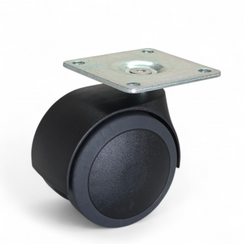 Preview: Möbelrollen-SET: 4x Lenkrollen, Rad-Dm 65 mm, Polyurethan-Lauffläche, grau, Gleitlager und Plattenbefestigung