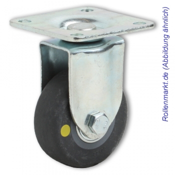 Apparate - Bockrolle mit elektrisch leitfähigem TP-Gummirad 75 mm, Kugellager und Plattenbefestigung