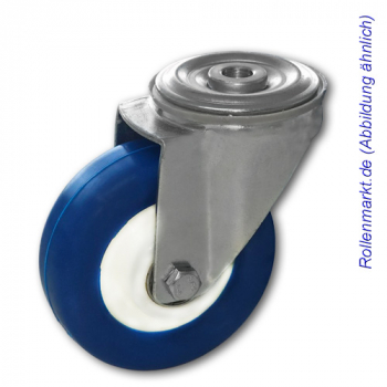 Schwere Transportgeräte-Lenkrolle mit blauem PU-Rad 80 mm und Rückenlochbefestigung