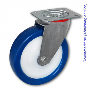 Schwere Transportgeräte-Lenkrolle mit blauem PU-Rad 160 mm und Plattenbefestigung