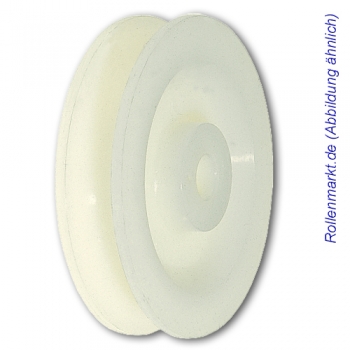 Seilrolle mit weißem Polyamidrad 48 mm und Gleitlager