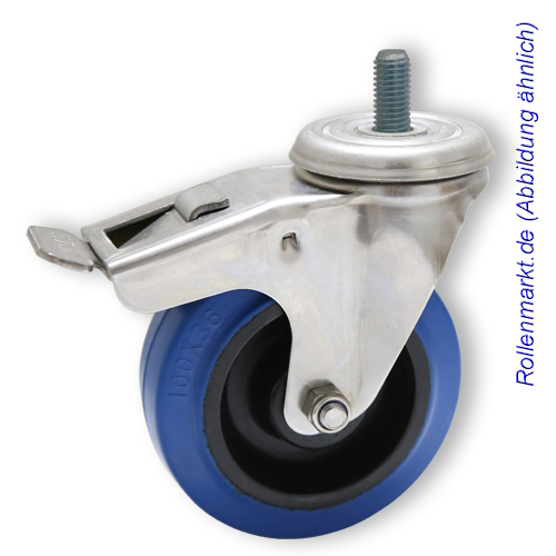 Rollensatz 4 Lenkrollen Mit Feststeller - 80mm Elastik Blue Wheels