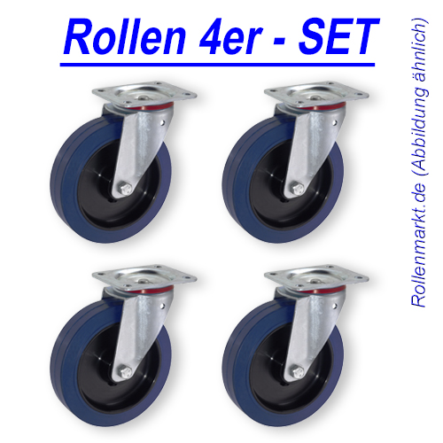 100 mm Blue wheels elastik roue rôle comme lenkrolle dos lochbefestigung