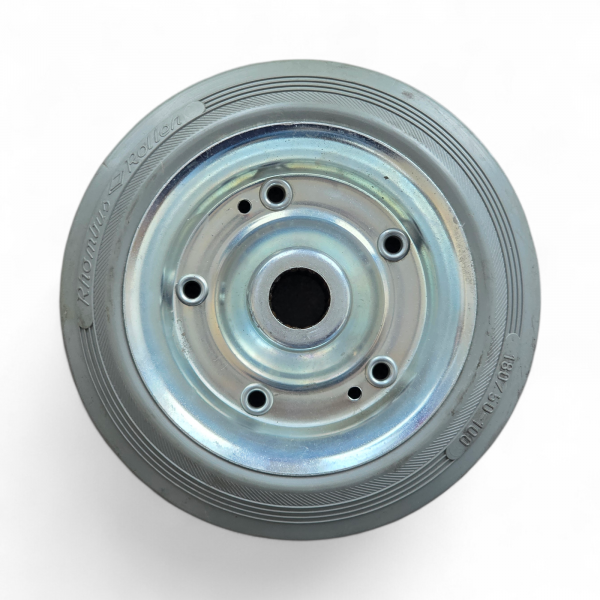 Loses Vollgummi-Rad 180 mm, grau mit Stahlblech-Felge, verzinkt und Rollenlager
